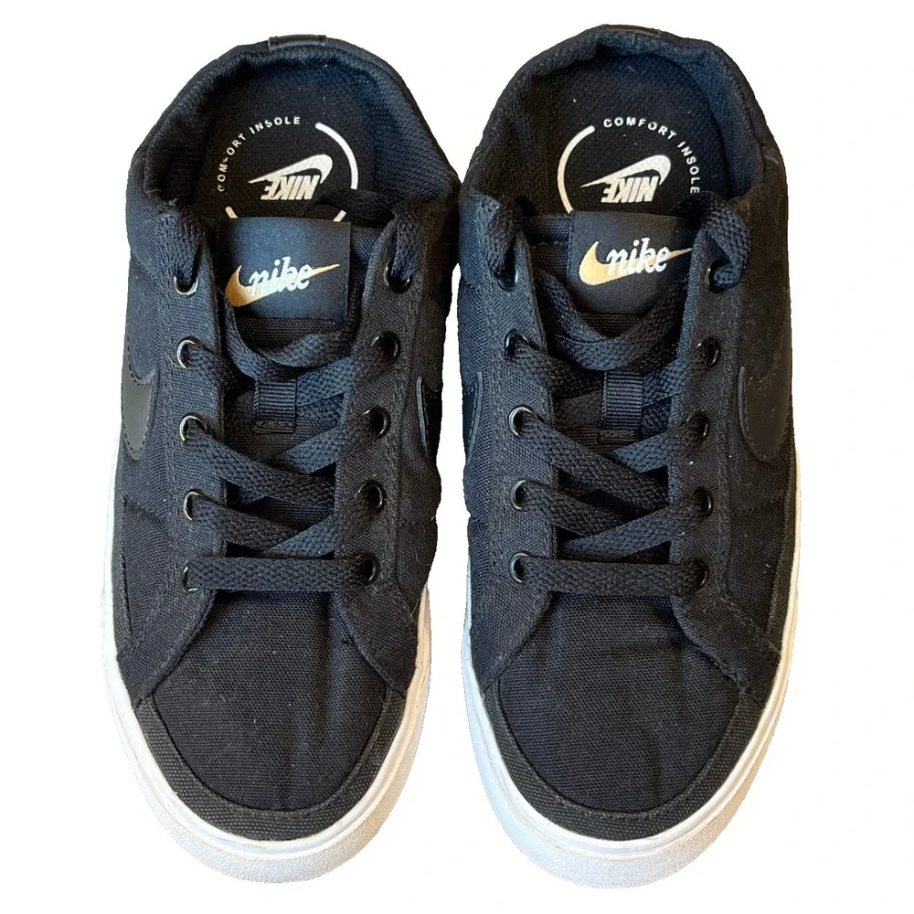 Nike Court Legacy Mule Slip On Lace Up Sneakers Black Canvas‎ Womens 6